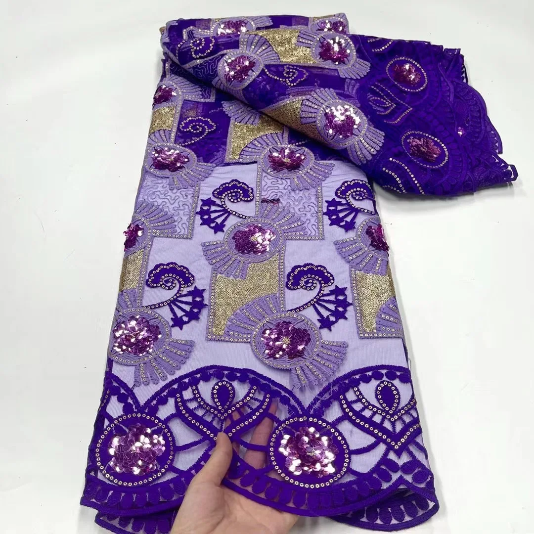 

5 ярдов, темно-синие блестки с вышивкой, французская сетка, блестящая африканская Тюлевая ткань с бусинами и кружевом TS1603