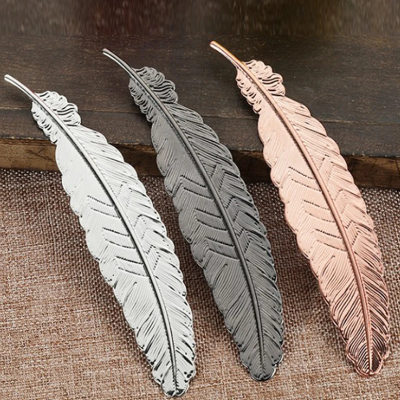 6 шт. металлические закладки в форме перьев |