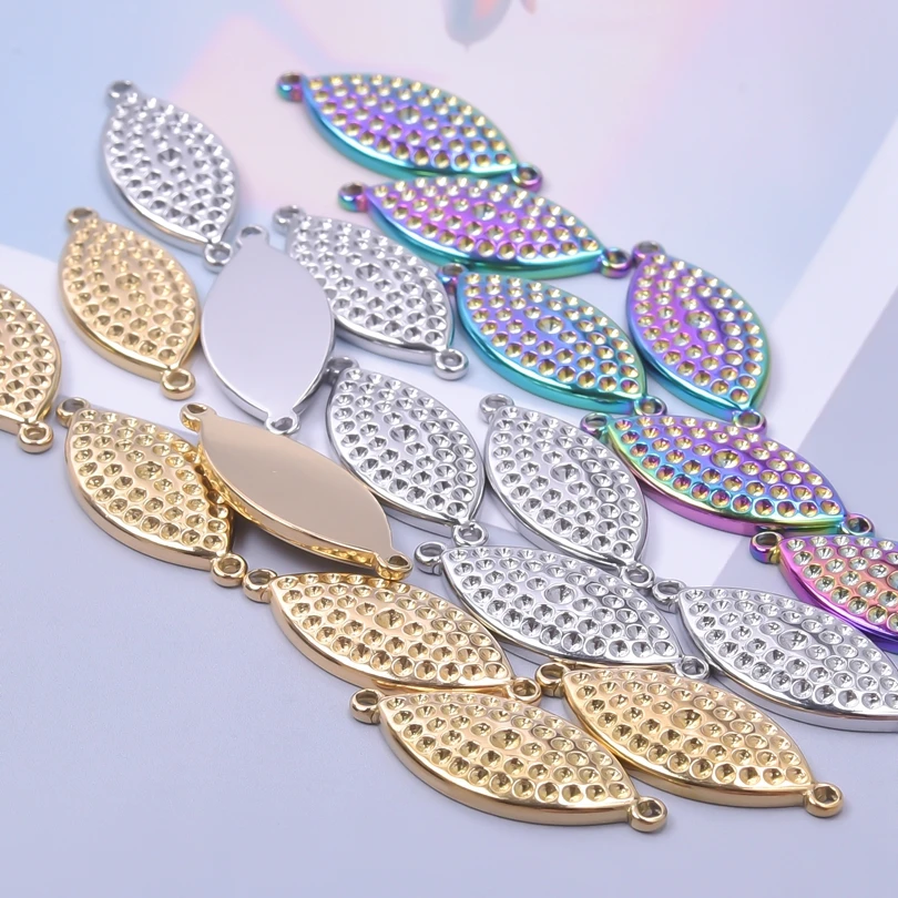 

5pcs/lot Stainless Steel Oval Charm Connector Pendants Jewelry Making Necklace Bracelets Craft Findings Supplies DIY Accessories