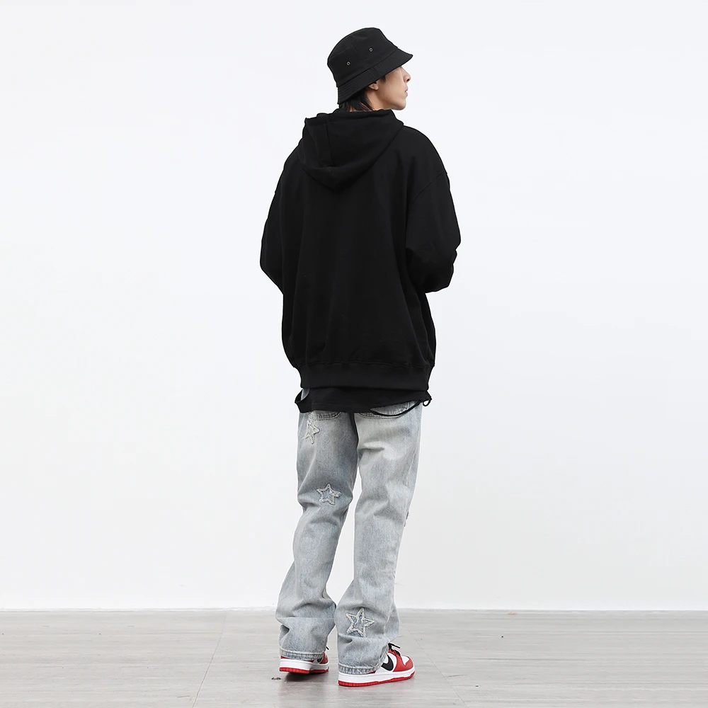 Men's Jeans Five-pointed Star Applique Embroidered Micro Horn Loose Jeans Hip Hop Street Wear Y2K Jeans Street Wear Brand Jeans