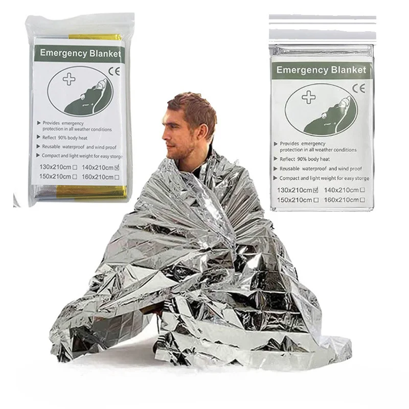 

Molle Emergency Blanket Outdoor Survival First Aid Kit Military Rescue Blanket Windproof Insulation Lifesaving PET Foil Thermal