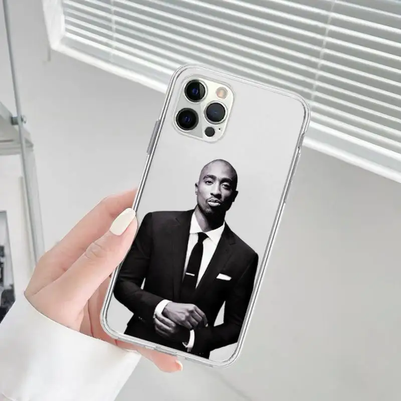Чехол для телефона Rapper 2pac Tupac iPhone 11 12 13 mini pro XS MAX 8 7 6 6S Plus X 5S SE 2020 XR прозрачный чехол -