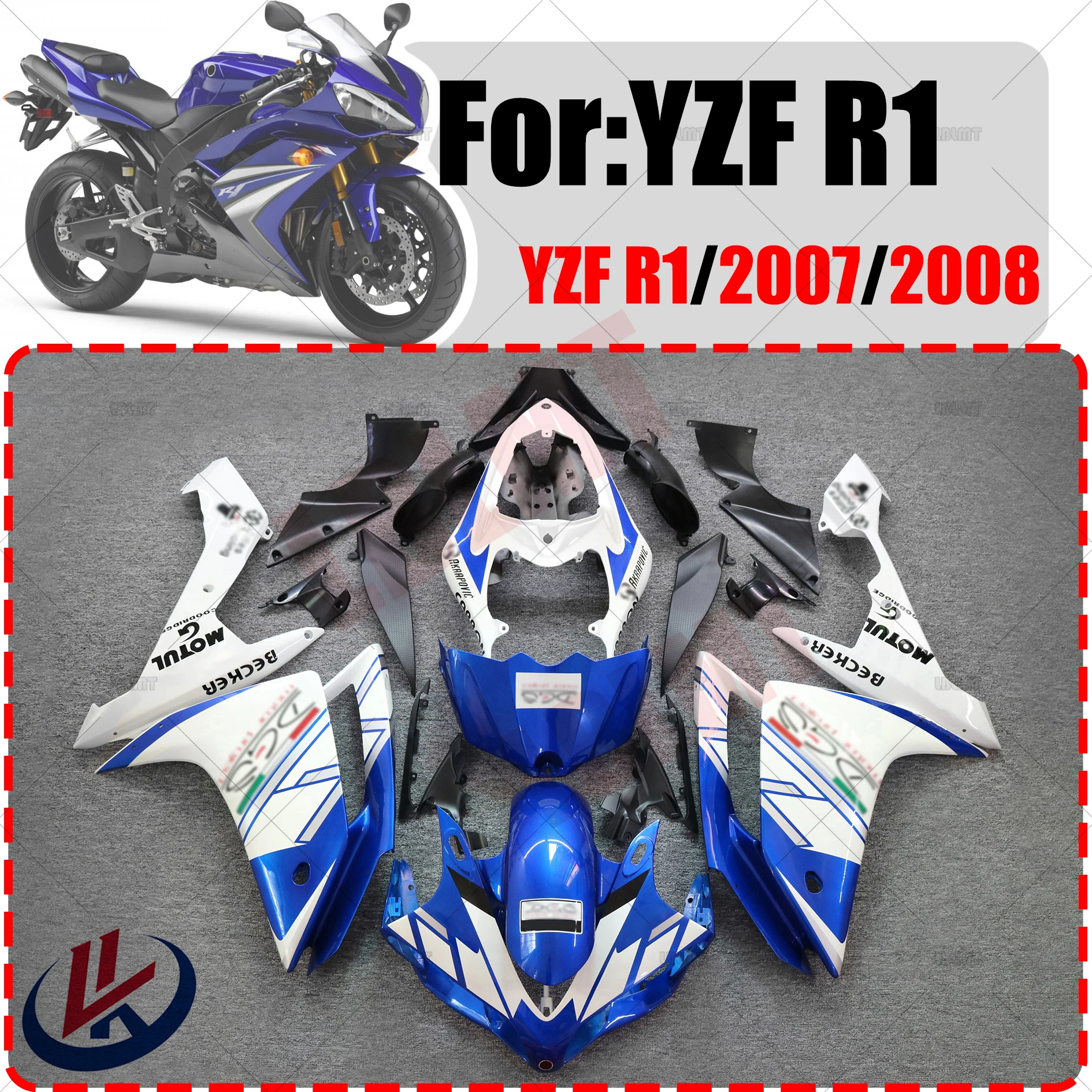 

For YAMAHA YZFR1 2007 - 2008 ABS Motorcycle full Fairing Kit Fit For YFZ-R1 2007 2008 YZF R1 2007 2008 Bodywork Fairings