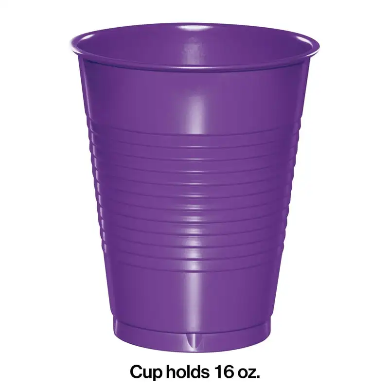 

Purple 12 oz Plastic Cups 60 Count for 60 Guests