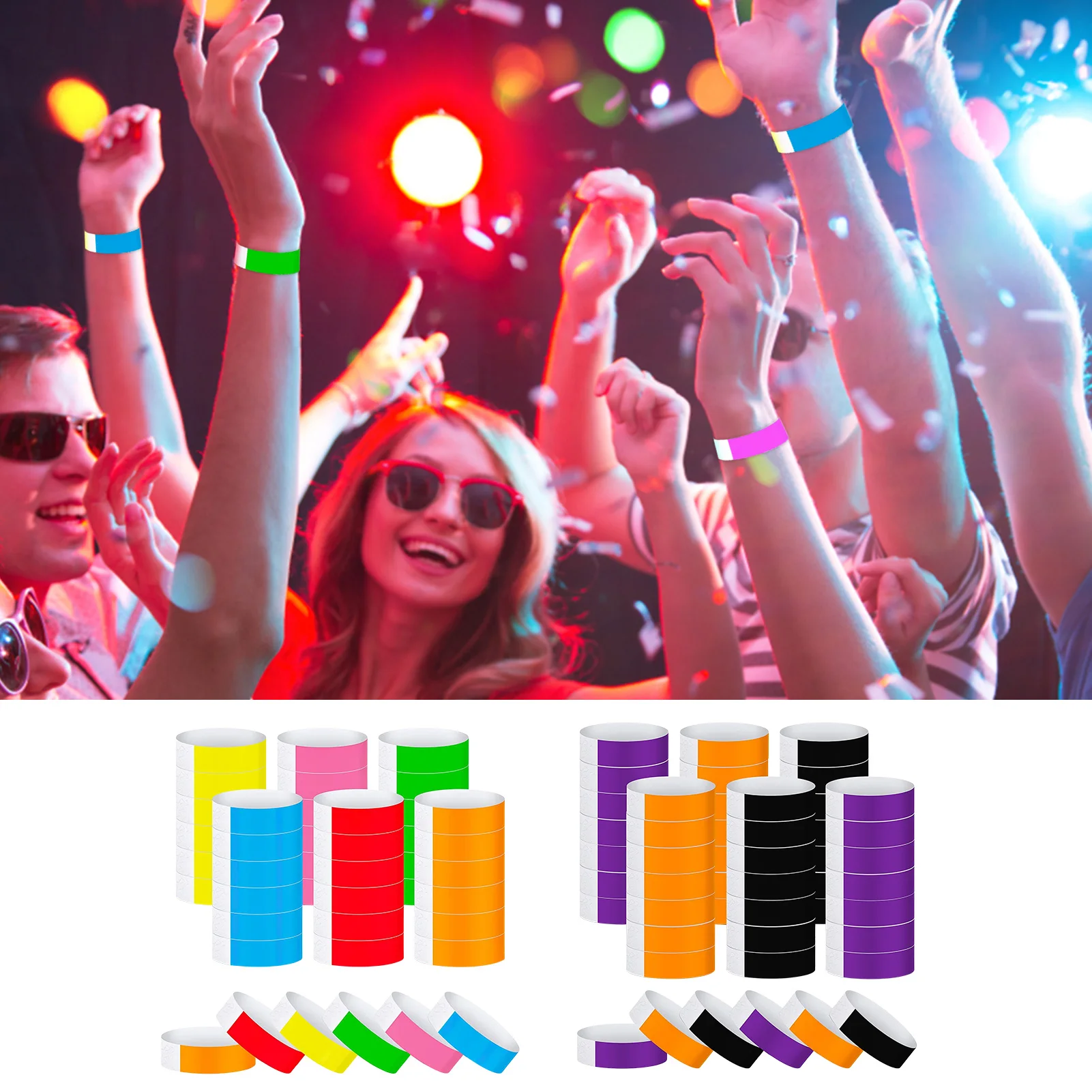 

600 упаковок бумажных браслетов для мероприятий цветные браслеты ВОДОНЕПРОНИЦАЕМЫЕ БУМАЖНЫЕ неоновые браслеты для вечеринки для бара конце...