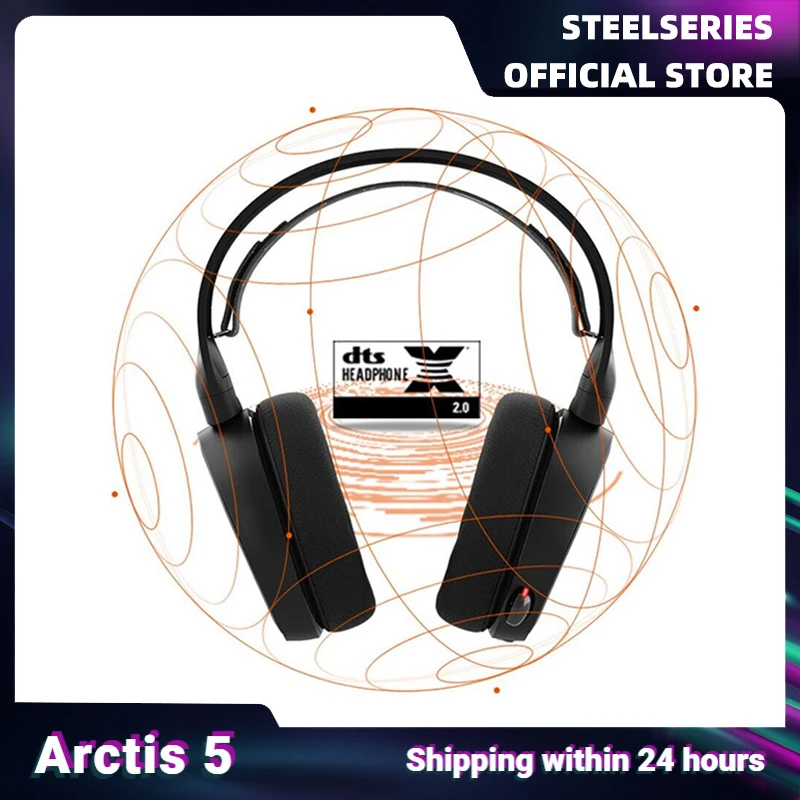 

SteelSeries Arctis 5 Surround Sound RGB Gaming Headset DTS Headphone X V2.0 with ClearCast Bidirectional Microphone ChatMix Dial