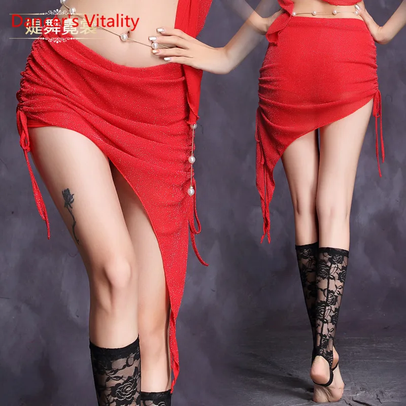 

2018 New Belly Dancing Performance Hip Scarf Belt Mesh Wave Tassel Dance Skirt 6 Colors Performance skirt
