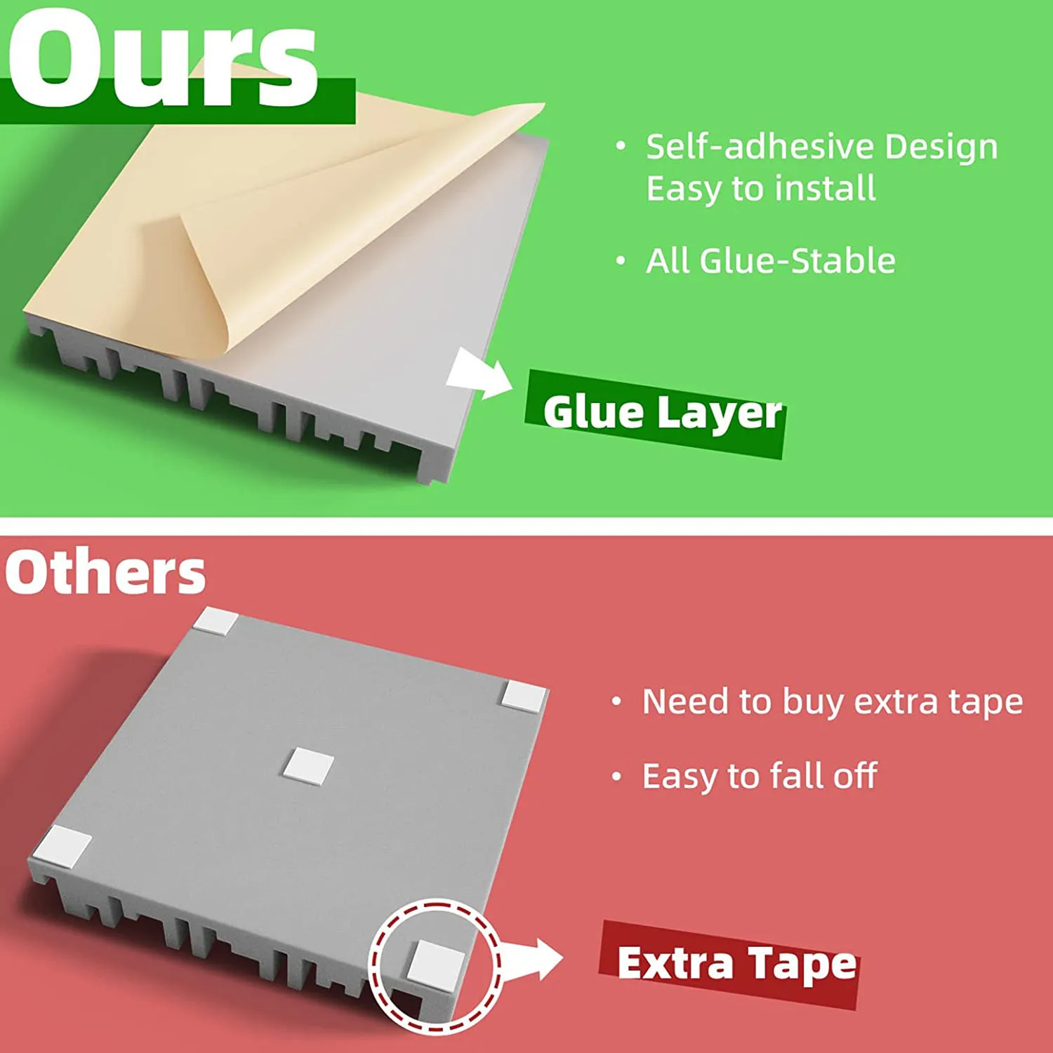 Самоклеящиеся звукостойкие пенопластовые панели 12x12x2 дюйма акустическая пена