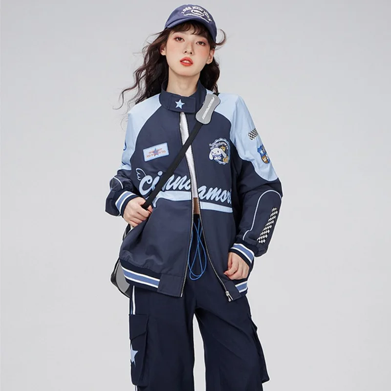 

Sanrio Kawaii Cinnamoroll мультфильм Милая аниме локомотивная бейсбольная форма девушка взрывоопасная уличная куртка винтажная мода пальто подарок