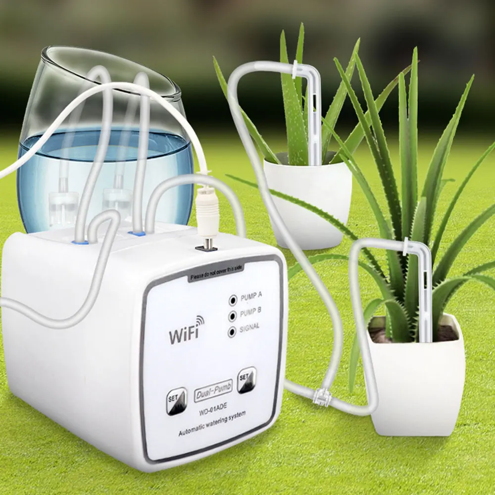 Smart Automatic Watering Device Garden Self-Watering Kit WIFI Control Intelligent Drip Flowers EU Plug Double Pump Garden Tools