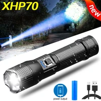 powerful xhp70 led flashlight usb rechargeable headlamp output torch zoomable light 18650 hand lamp waterproof 5 modes lantern