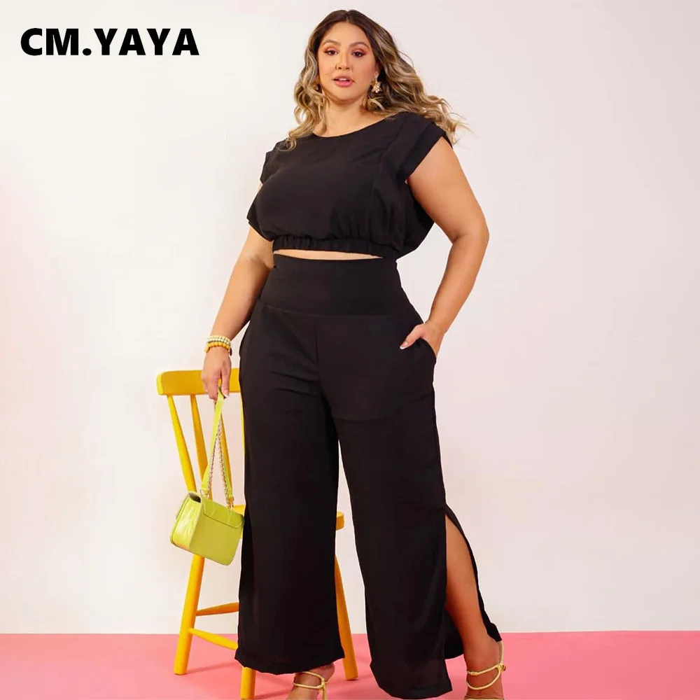 

Женский комплект из двух предметов CM.YAYA, элегантный спортивный костюм в уличном стиле, прямые брюки с разрезом и рубашка, летняя одежда