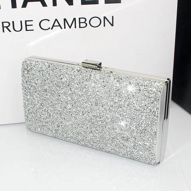 Silver Crossbody Bag Evening Purse Luxury Clutch Party Diamond Handbags for Women Designer Shoulder Weddings Ladies Hand Bag 1