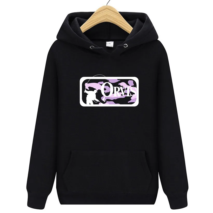 Мужская толстовка с принтом ORVIS черный пуловер унисекс капюшоном для рыбалки