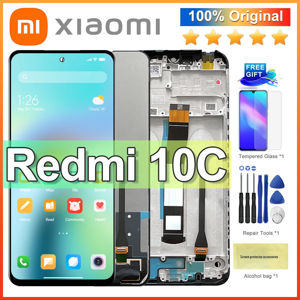 

6.71'' New Original For Xiaomi Redmi 10c Lcd Display Touch Screen Digitizer Assembly With Frame For Redmi 10c Display Replacemen