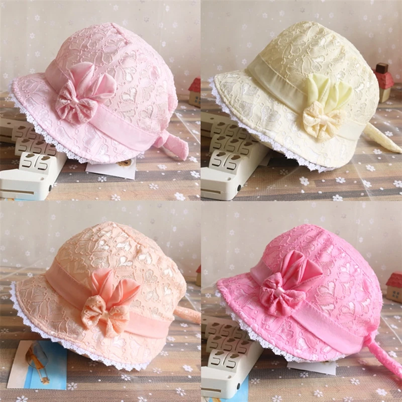 2022 Baby Toddler Girls Hat Summer Cartoon Bow Lace Cap Infant Baby Boy Girl Peach Heart Printing Breathable Cap Sunhat Hats