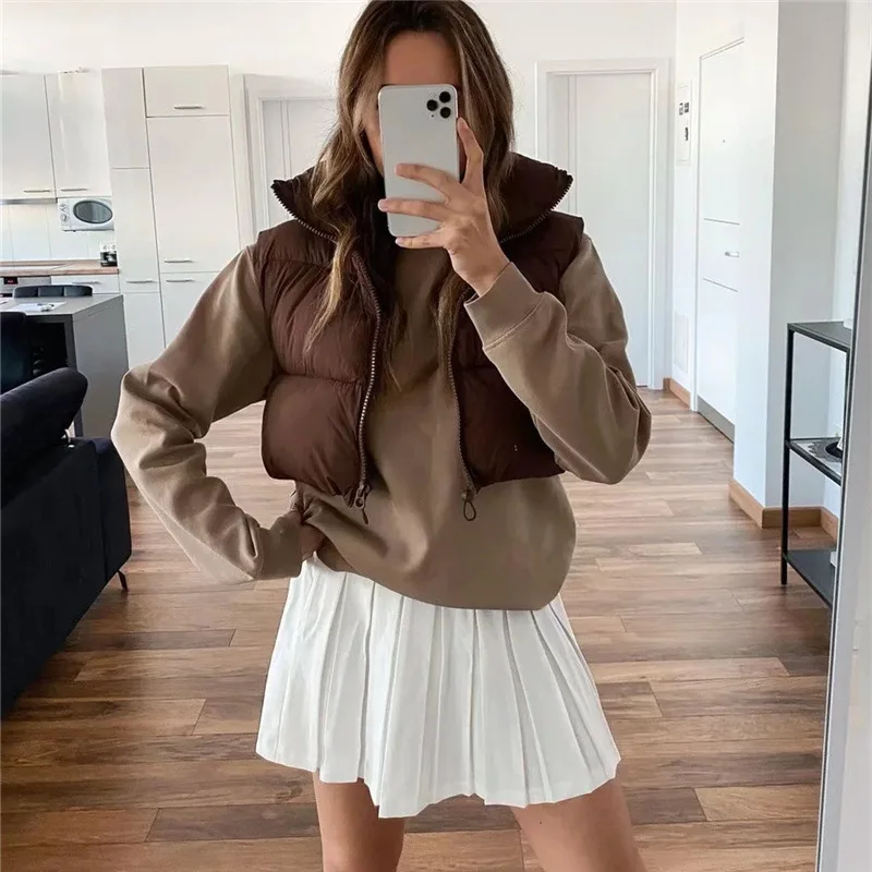 Fashion new cotton vest women's winter stand collar thickened cotton vest sleeveless bread jacket waistcoat women