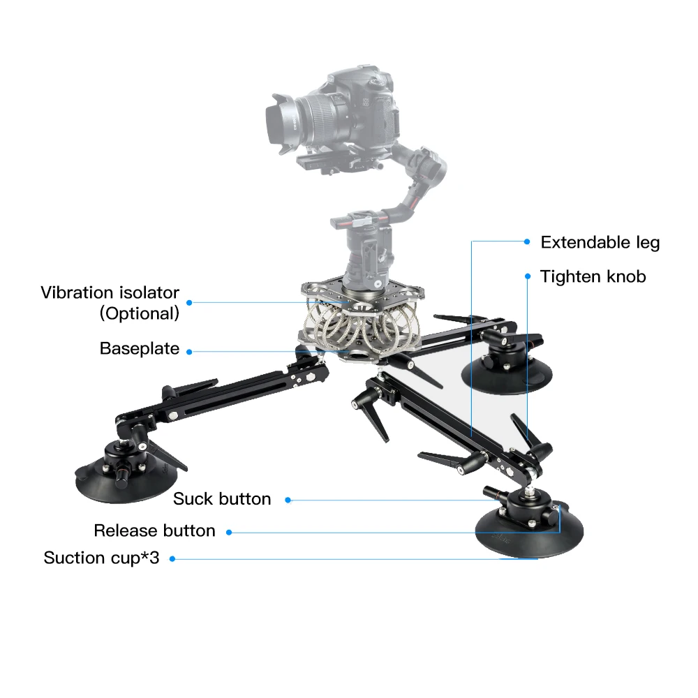 

DF 60KG Payload Aluminium Alloy Car Suction Cup Mount Holder With Safety Strap For DJI RS2 ZHIYUN CRANE 3S 2S Gimbal Stabilizer