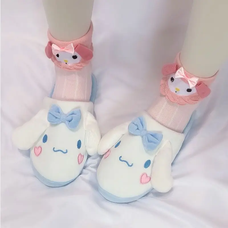 

Kawaii Sanrio Cinnamoroll Non-Slip Cotton Floor Slippers Cartoon Animation Family Slippers Half Package Waterproof Rubber Girls