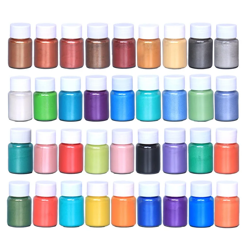 

36 Colors Cosmetic Grade Pearlescent Natural Mica Mineral Powder Epoxy Resin Dye Pearl Pigment Glitter Material
