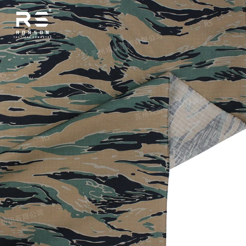 Фото Ткань NYCO 50/50 Rip-stop с камуфляжным рисунком MARPAT Tiger Stripe, 50% нейлон, 50% хлопок, тактическая ткань для униформы, в наличии. №4