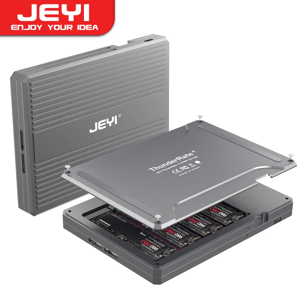 

JEYI Quad Nvme Enclosure, 4-Bay RAID Enclosure, Support Soft Raid Thunderbolt 3 to 4 M.2 Enclosure, 40Gbps Transmission Speed