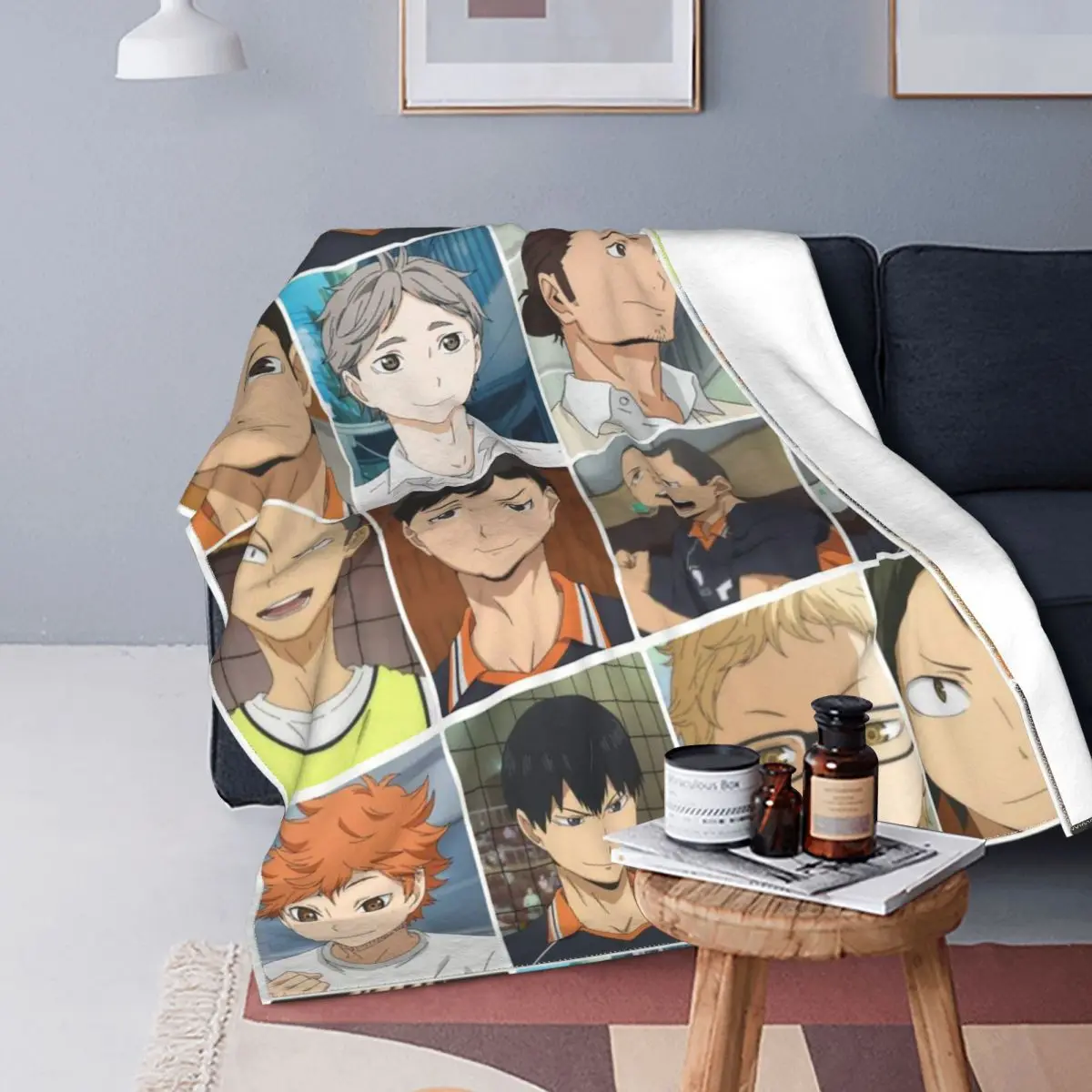 

Haikyuu Karasuno Team Blanket Flannel Japanese Anime Super Warm Throw Blankets for Bed Bedspread