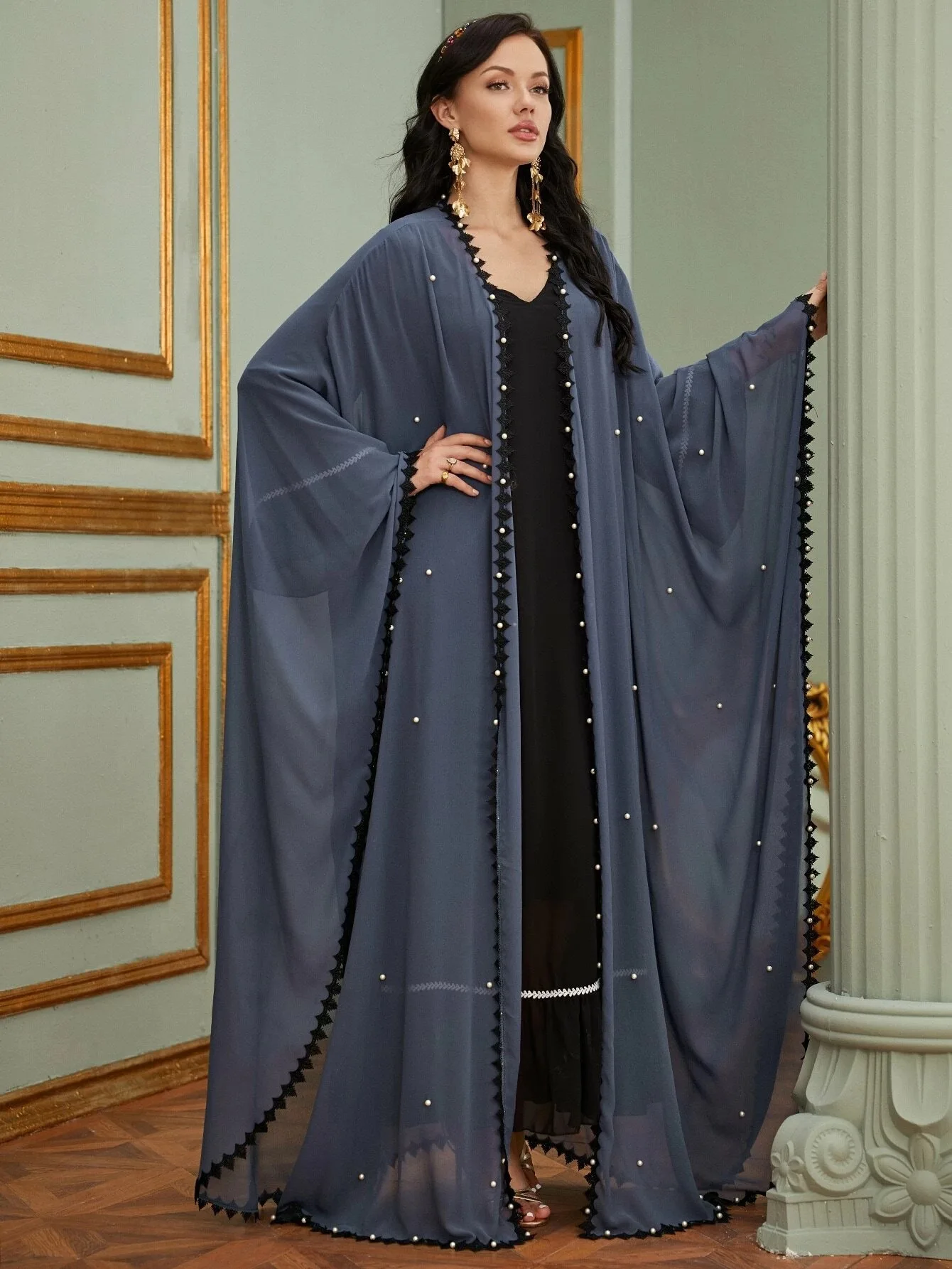 

Abaya Dubai Women Muslim Dress Bat Sleeve Kaftan Abayat Turkish Islamic Clothing Loose Long Robe Femme Musulmane Beading Abayas