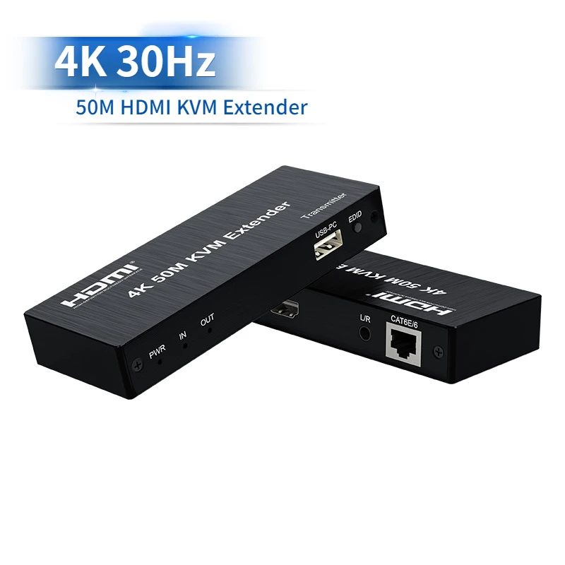 4K 50 м квм HDMI удлинитель через Ethernet Rj45 Cat5e/6 кабель USB с выходом Поддержка мыши