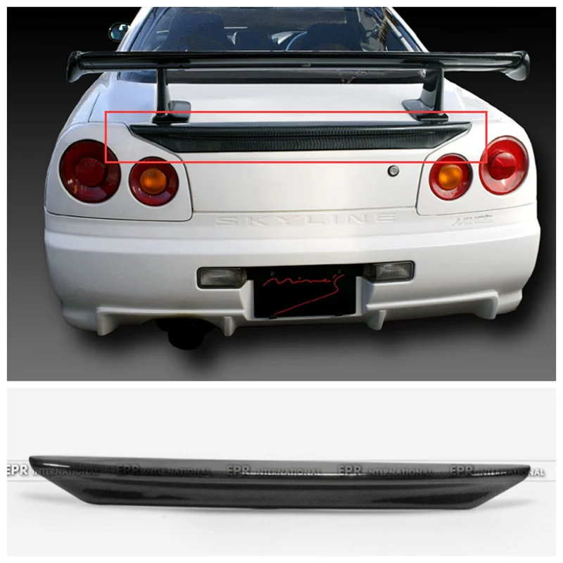 

High Quality Carbon Fiber & Resin Fibre Rear Trunk Lip Splitter Spoiler Wing Fits For Nissan GTR R34 GTT