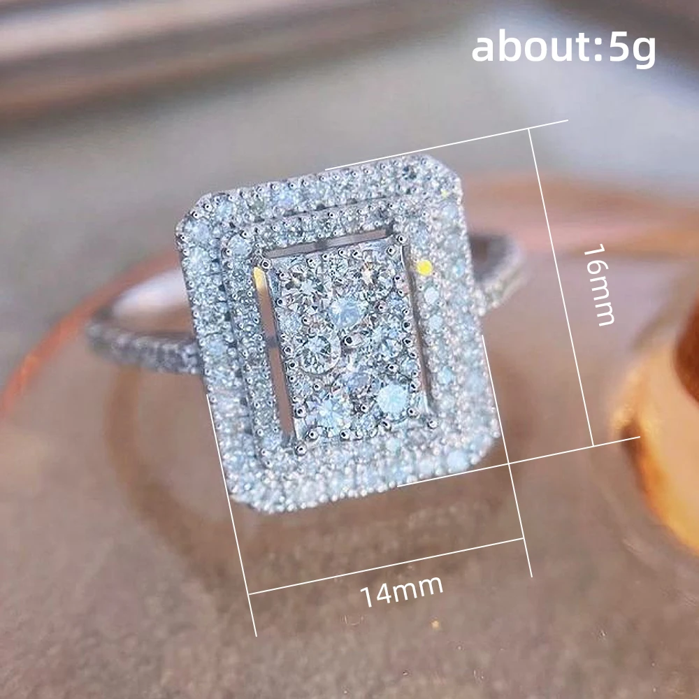 

Huitan Modern Geometric Square Shape Ring for Women Luxury Inlaid Bling Crystal CZ Fashion Versatile Lady's Rings Party Jewelry