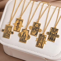 tarot cards esotericism necklace for man aesthetic stainless steel chain women jewelry collar luck amulet major arcana pendant