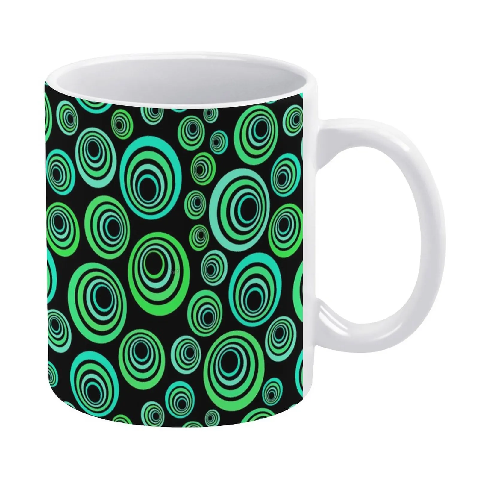 

Geo Print Mug Blue Green Circles Pottery Cereal Mug Cheap Novelty Cups