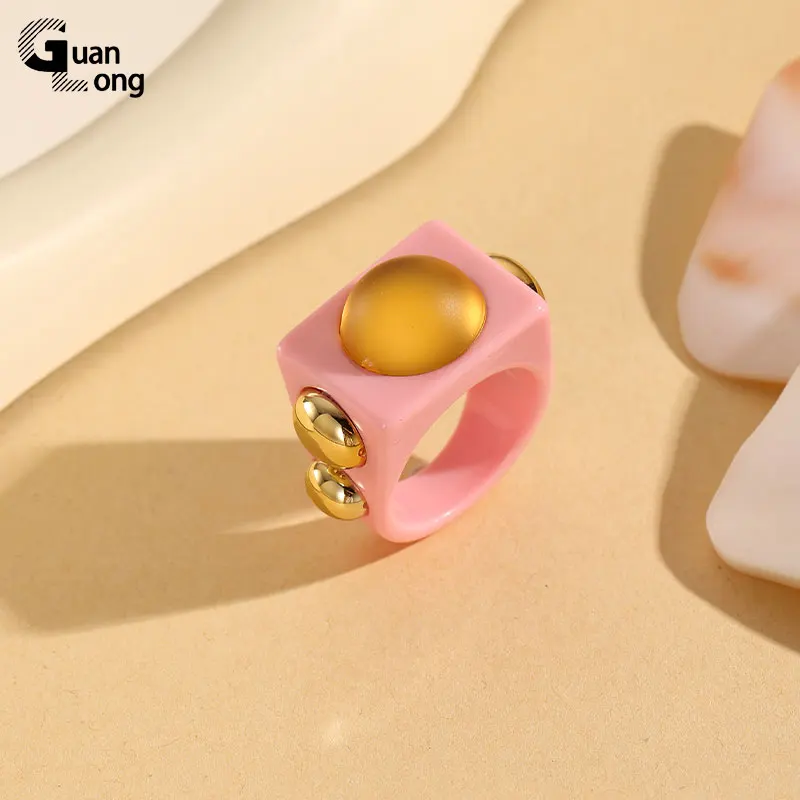 GuanLong модные преувеличенные квадратные кольца для женщин в стиле панк хип-хоп Kpop