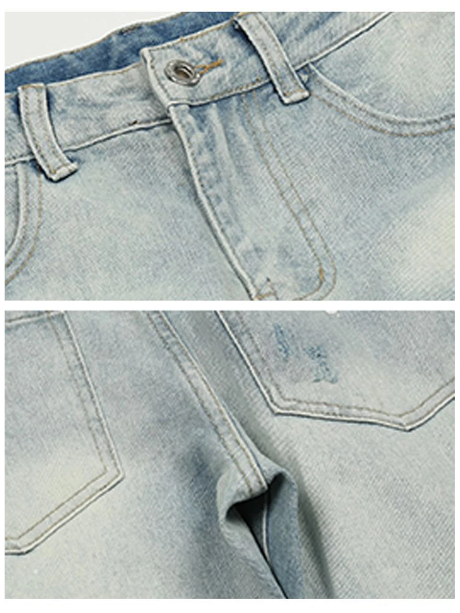 Four Seasons European and American High Street American Retro Washed Straight Loose Ripped Jeans Men Are Trendy Men's Clothing