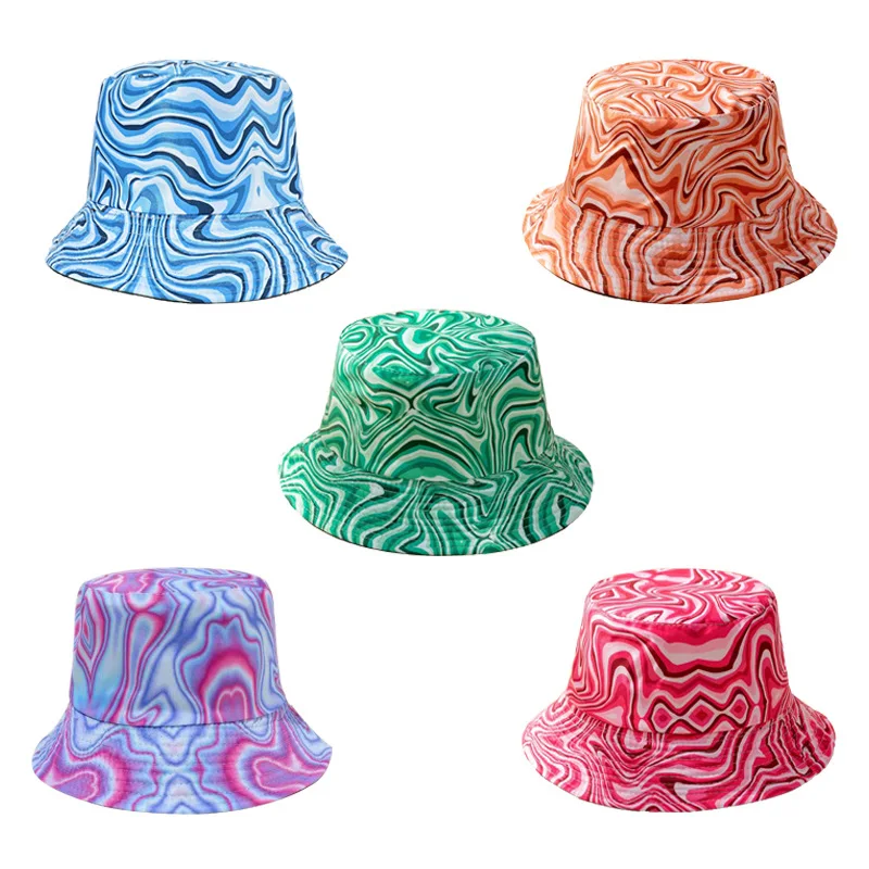 

Summer Tie Dye Printed Reversible Bucket Hats for Girls Fashion Hip Hop Sun Hat Men Women Fisherman's Cap Boy Panama Gorros