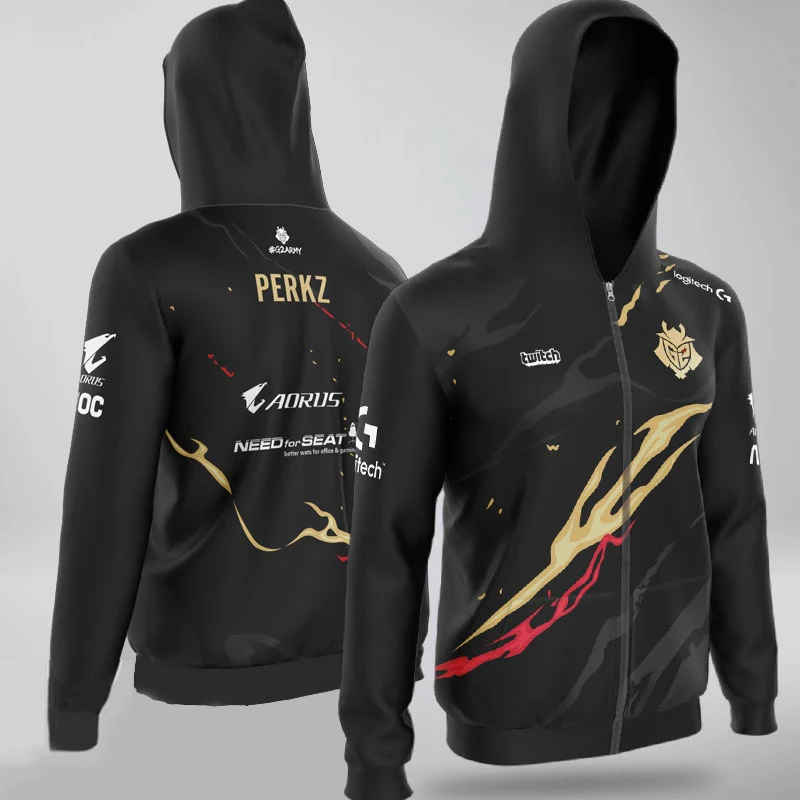 

Men's and women's long sleeve hoodie, custom name t-shirt, men's and women's casual uniform, g2 e-sports world Plush model