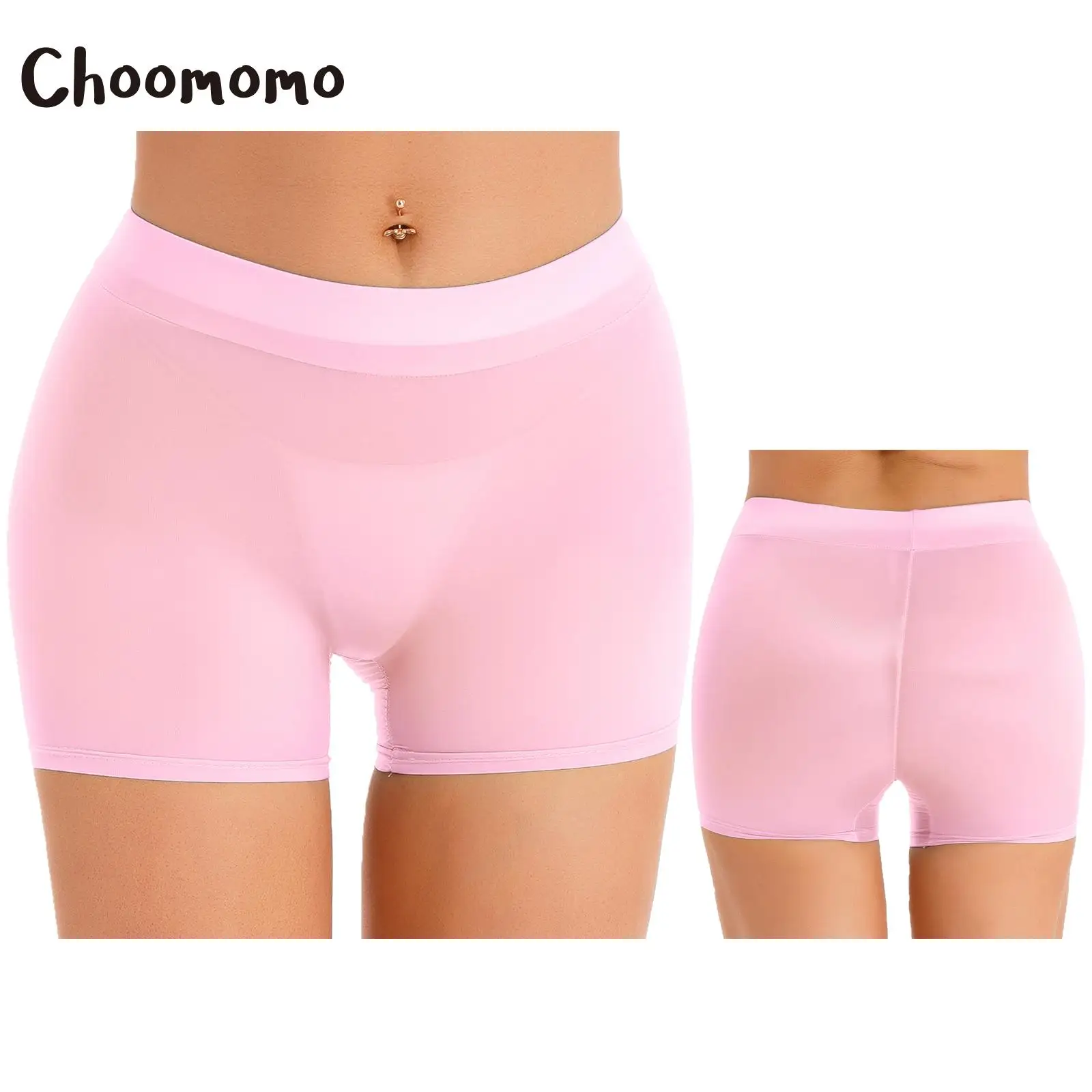 

Женские полупрозрачные нейлоновые шорты Choomomo, ночная одежда, глянцевые хорошо тянущиеся короткие брюки с низкой посадкой, мягкое белье для свиданий