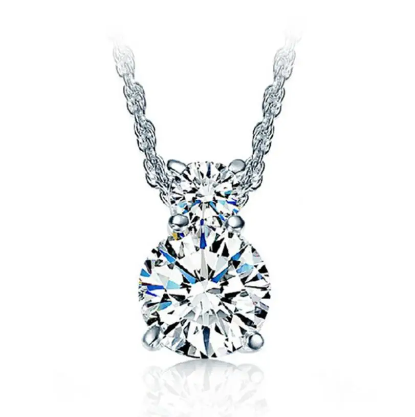 

Top Quality 1 Carat Round Real Moissanite Pendant Necklace For Women 100% 925 Sterling Silver Wedding Engagement Fine Jewelry