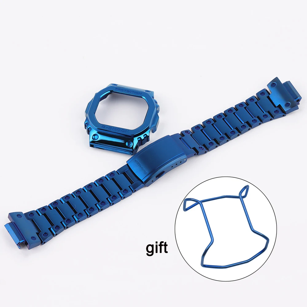 

Чехол из нержавеющей стали для Casio G-SHOCK DW5600 DW5000 DW5035, металлический браслет для занятий спортом на открытом воздухе, аксессуары для часов, син...