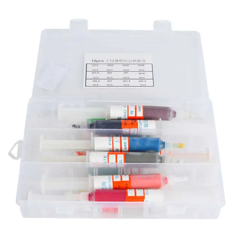 

12 Pcs Polishing Compound Paste Oily Resin Wax Sand Abrasive with Storage Box