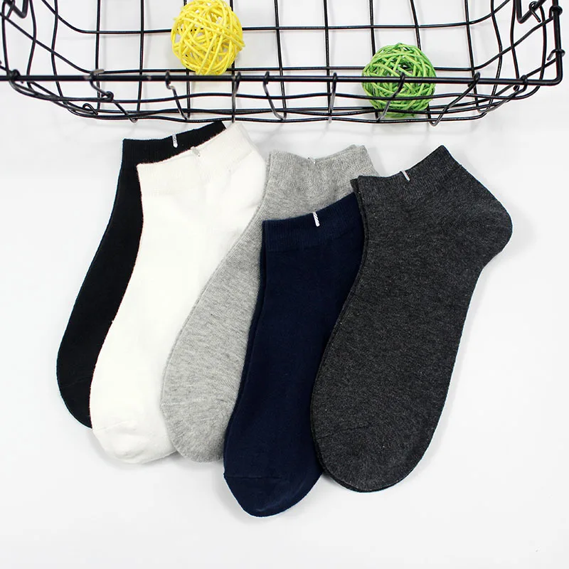 5 Pairs Summer Men Short Socks Solid Color Cotton Low Cut Invisible Boat Socks Breathable Comfortable Casual Sports Ankle Sock
