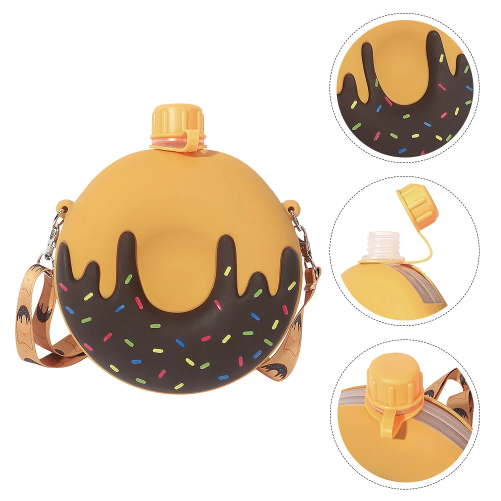 

Water Donut Kids Silicone Leakproof Drink Cute Children Strap Cup Women Sleeve Crossbody Beverage Novelty Drinking Portable