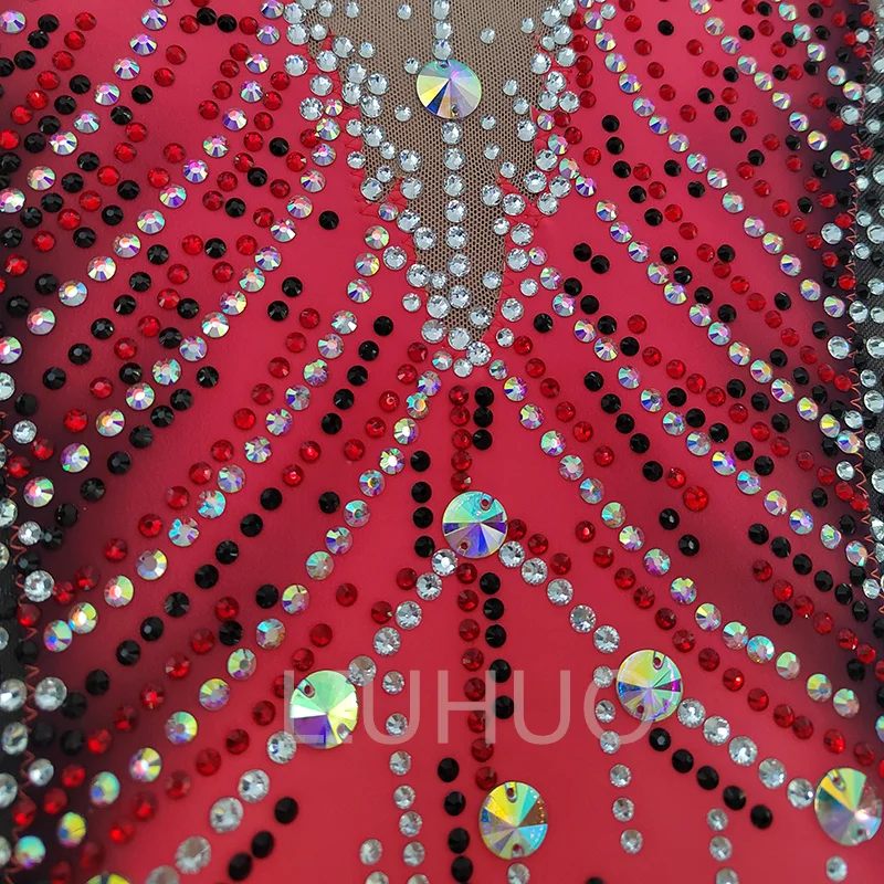 LIUHUO трико для художественной гимнастики красного цвета одежда