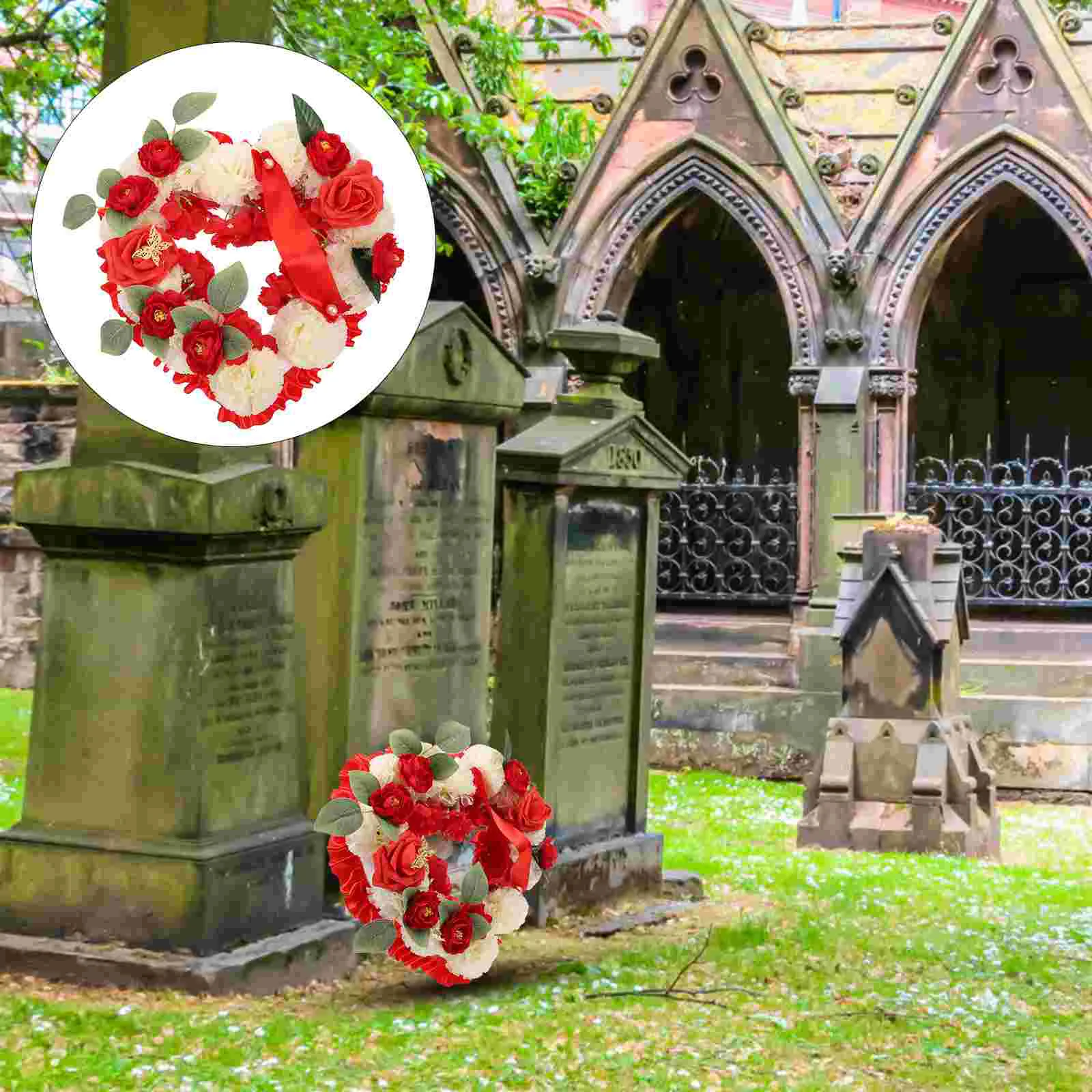 

1 Set of Graveyard Wreath Artificial Mourning Garland Funeral Mourning Garland