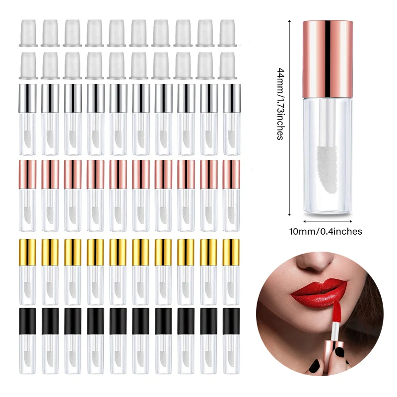

Bottle Liquid Tube Bottles Gold Plastic Lipgloss Container Lipstick 50~10pcs Refillable Lip Empty Rose Sample Gloss