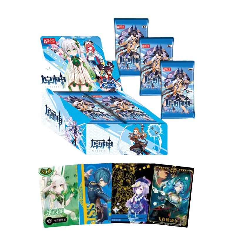 

12/24/48Box Wholesale Genshin Impact Cards Collection Anime Japanese Playing Cards Games Board Toys For Kids Toys Christmas Gift