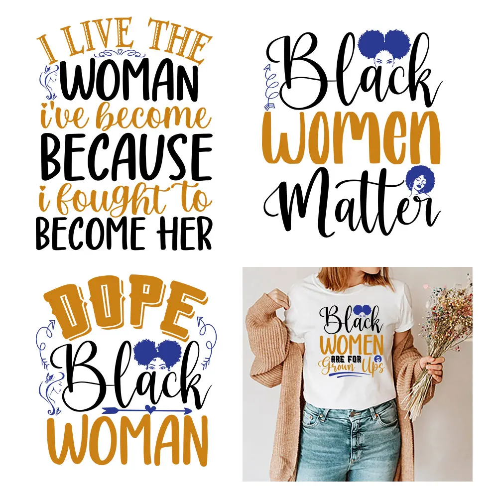 

Black Woman Matter Stikers Iron On Patches For Clothing Heat Transfers Transfert Thermocollants T-shirt Parches Stranger Thing