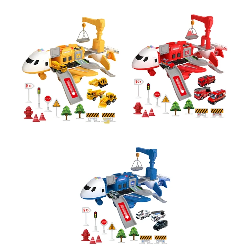 

Music Light Simulation Children's Gift Airplane Toy With Alloy Truck