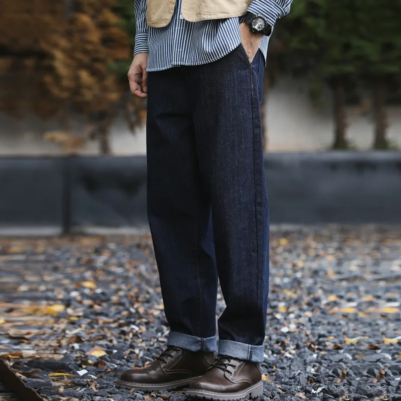 Japanese Style Retro Straight Jeans Men's Summer Loose Washed Tapered Harem Nine-point Pants Radish Pants